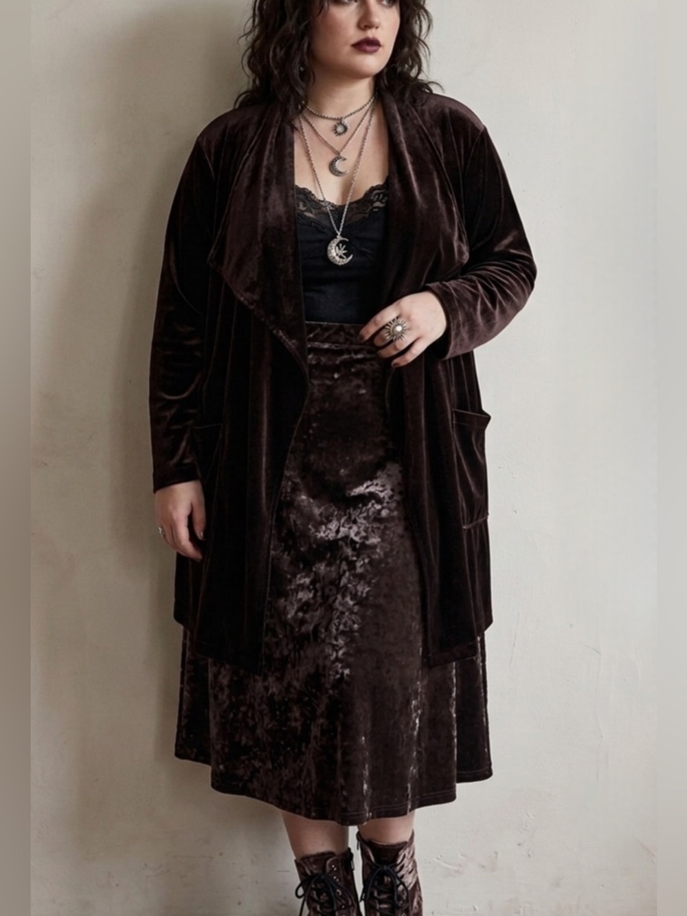 Amaryllis Velvet Open Front Cardigan 3X